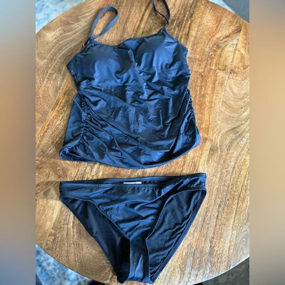 AMAVI Women's Over The Shoulder Underwire Tankini Hipster Bottom Set black - Picture 5 of 10